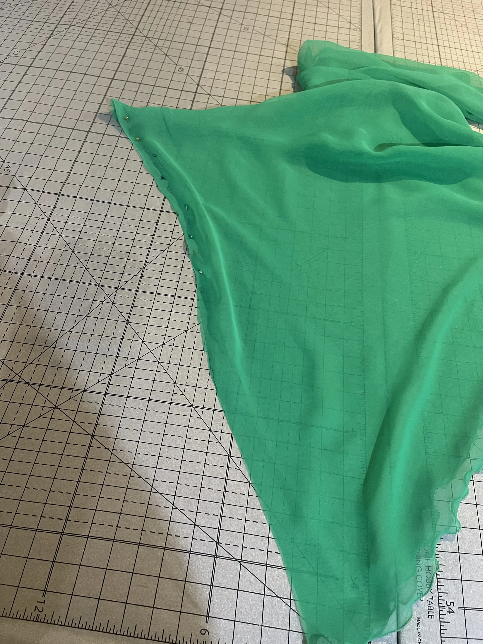 Bright green georgette fabric
