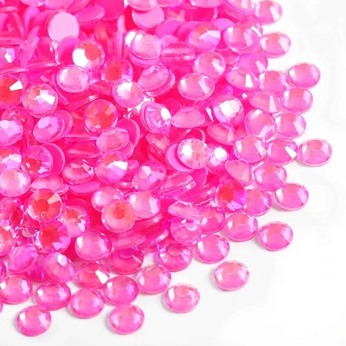 Luminous pink rhinestone accents